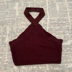 urban brown knit halter sweater tank